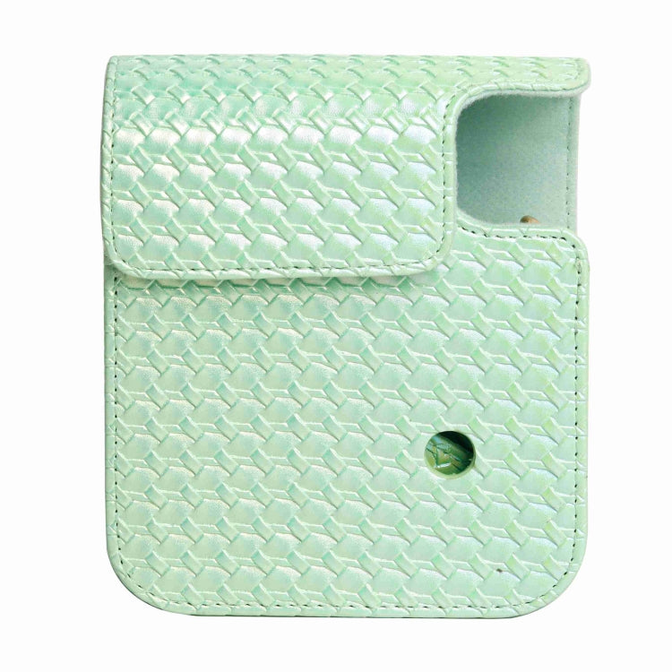 Frendorf | Für FUJIFILM instax mini 12 Bunte Gewebte Lederhülle Vollkörper Kameratasche + Fotoalbum mit Gurt (Grün)