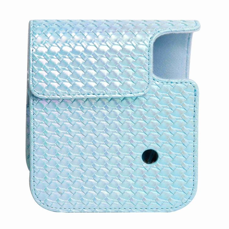 Frendorf | Voor FUJIFILM instax mini 12 Kleurrijke Geweven Leren Case Volledige Body Camera Tas + Fotoalbum met Band (Blauw)