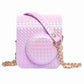 Frendorf | Voor FUJIFILM instax mini 12 Kleurige Geweven Leren Tas Volledige Body Cameratas + Fotoalbum met Band (Paars)