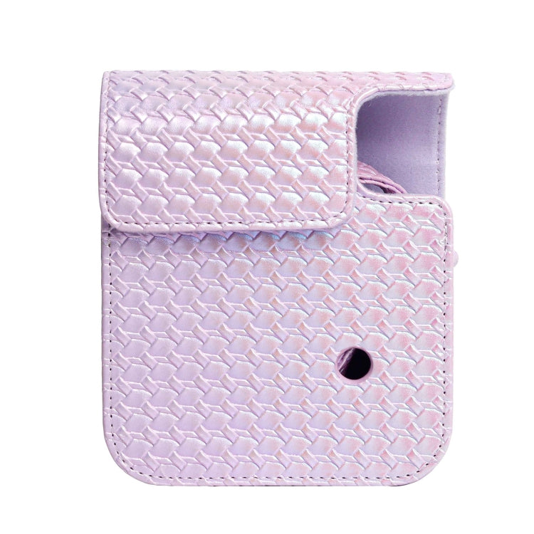 Frendorf | Voor FUJIFILM instax mini 12 Kleurige Geweven Leren Tas Volledige Body Cameratas + Fotoalbum met Band (Paars)