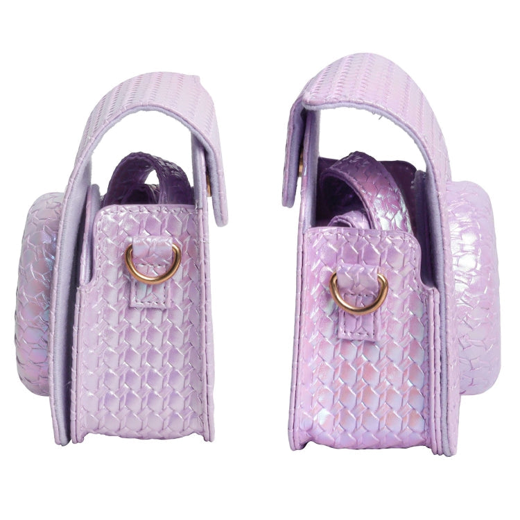 Frendorf | Voor FUJIFILM instax mini 12 Kleurige Geweven Leren Tas Volledige Body Cameratas + Fotoalbum met Band (Paars)