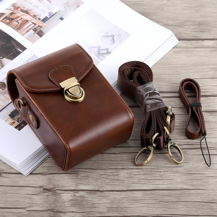 Frendorf | Vollkörperkamera Schnallenverschluss PU-Leder Tasche mit Handgelenk- und Halsriemen für Canon G7X II / G9X Mark II, Sony RX100 / M2 (Kaffee)