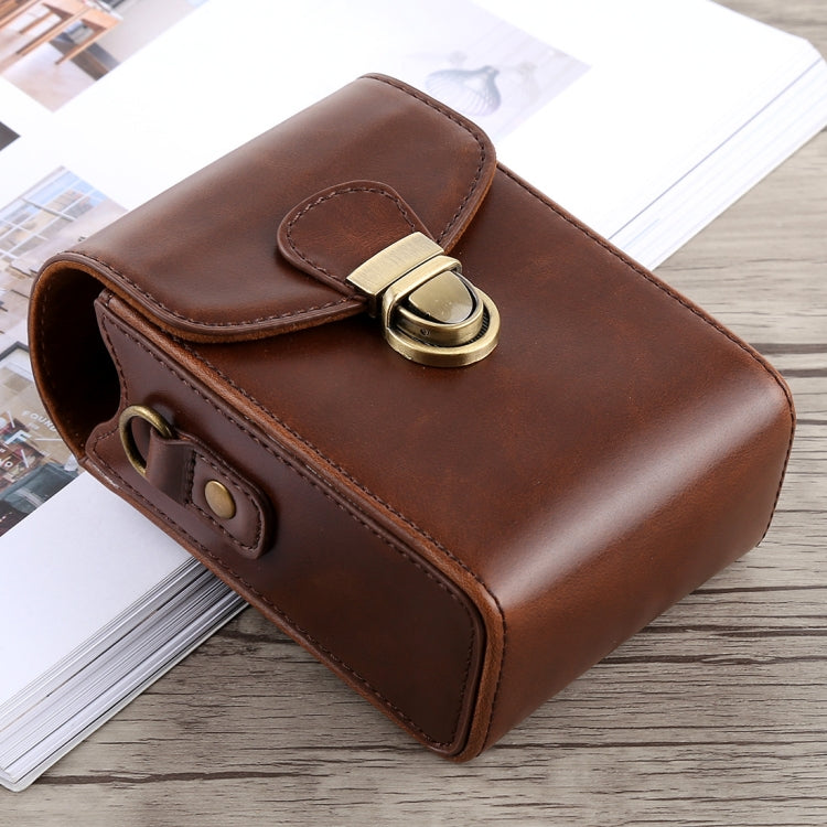 Frendorf | Vollkörperkamera Schnallenverschluss PU-Leder Tasche mit Handgelenk- und Halsriemen für Canon G7X II / G9X Mark II, Sony RX100 / M2 (Kaffee)