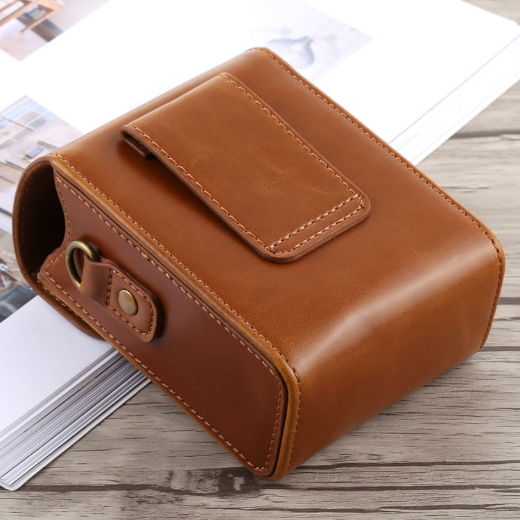 Frendorf | Vollkörperkamera Schnallenverschluss PU-Leder Tasche mit Handgelenk- & Halsriemen für Canon G7X II / G9X Mark II, Sony RX100 / M2 (Braun)