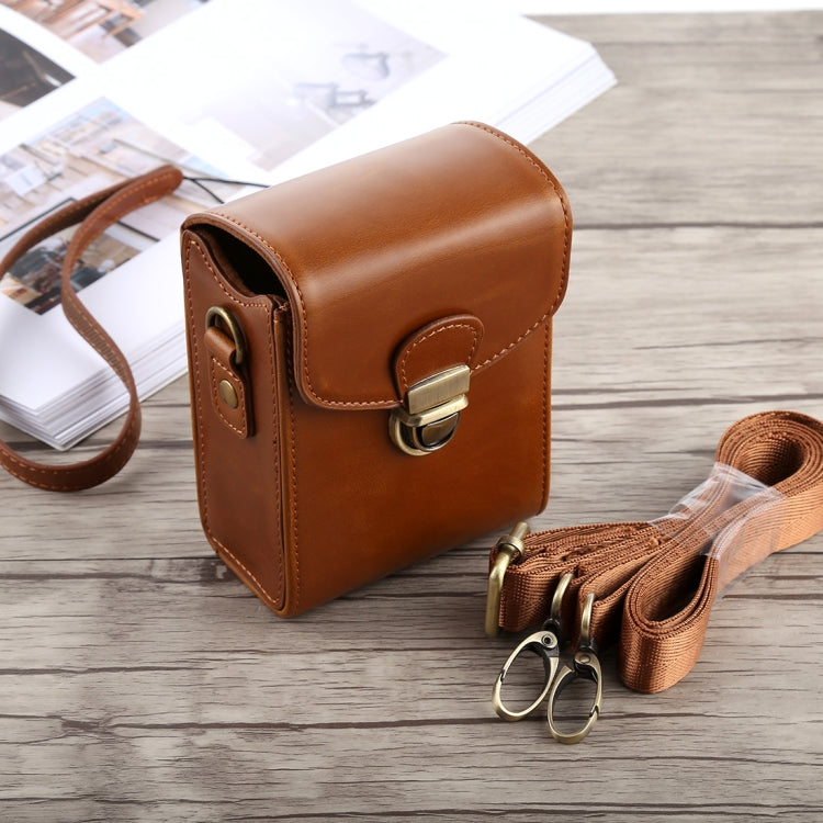 Frendorf | Vollkörperkamera Schnallenverschluss PU-Leder Tasche mit Handgelenk- & Halsriemen für Canon G7X II / G9X Mark II, Sony RX100 / M2 (Braun)