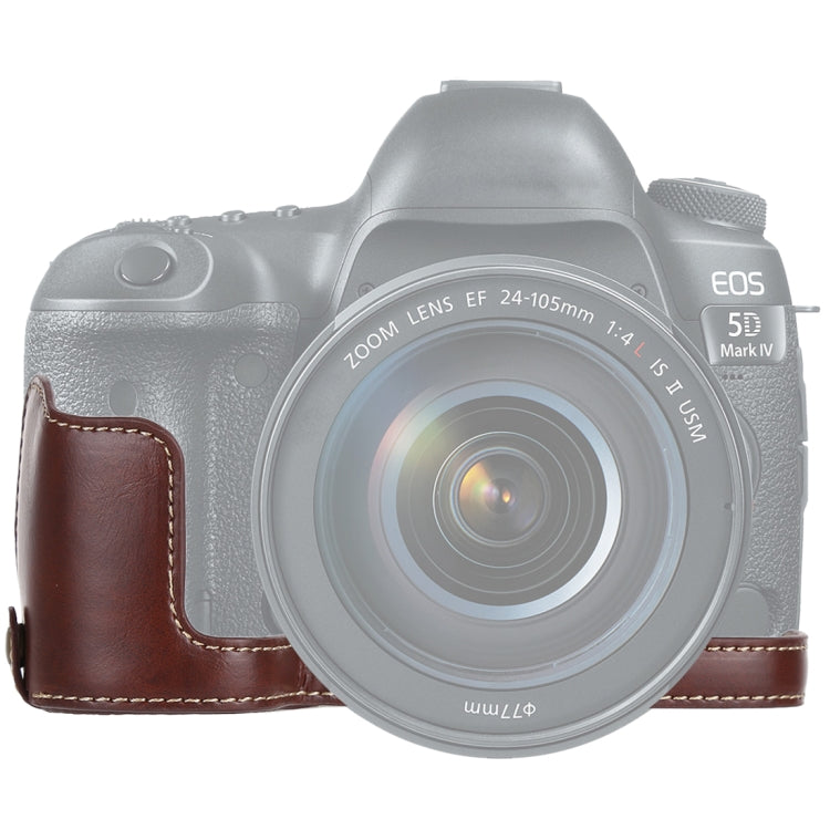 Frendorf | 1/4 inch Draad PU Leer Camera Halve Case Basis voor Canon EOS 5D Mark IV / 5D Mark III (Koffie)