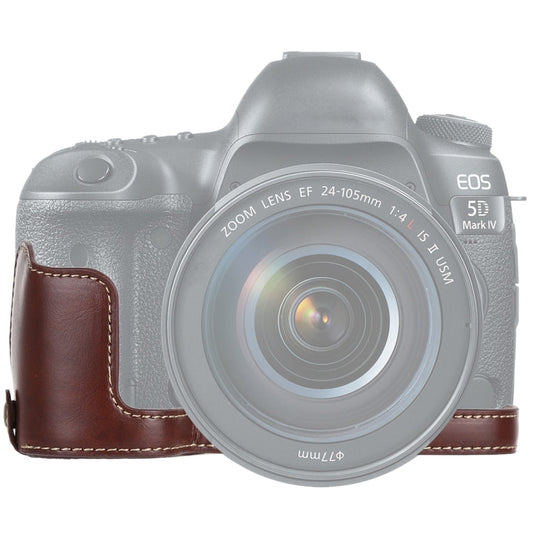 Frendorf | 1/4 inch Draad PU Leer Camera Halve Case Basis voor Canon EOS 5D Mark IV / 5D Mark III (Koffie)
