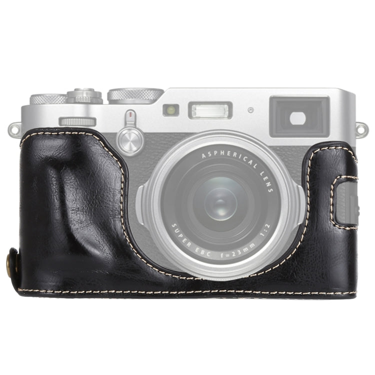 Frendorf | 1/4 inch Draad PU Leer Camera Half Case Basis voor FUJIFILM X100F (Zwart)