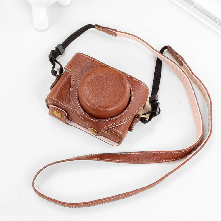 Frendorf | Voor Sony ZV-1F / ZV1M2 Volledige Body Camera PU Leren Tas met Band (Koffie)