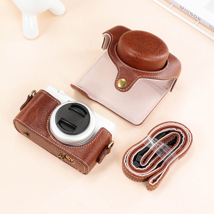 Frendorf | Voor Sony ZV-1F / ZV1M2 Volledige Body Camera PU Leren Tas met Band (Koffie)