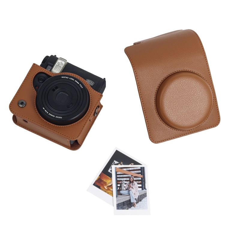 Frendorf | Voor Fujifilm Instax mini 99 Full Body Camera PU Leren Hoes met Schouderriem (Bruin)