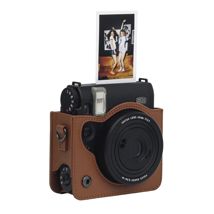 Frendorf | Voor Fujifilm Instax mini 99 Full Body Camera PU Leren Hoes met Schouderriem (Bruin)