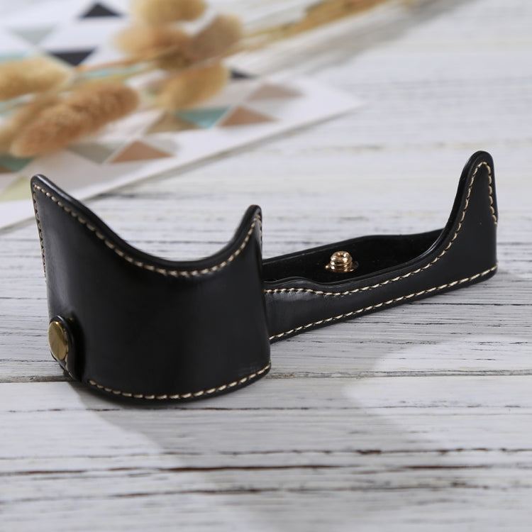 Frendorf | 1/4 inch Thread PU Leder Kamera Halbtasche Basis für Sony ILCE-6000 / A6000 (Schwarz)