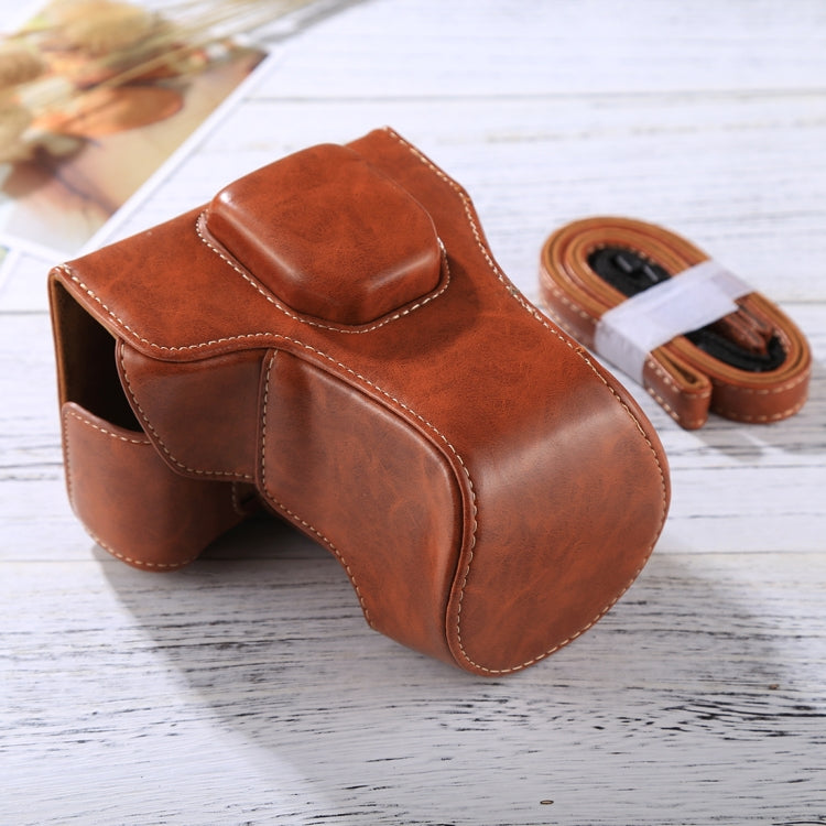 Frendorf | Volledige body camera PU leren tas met strap voor FUJIFILM XT10 / XT20 (16-50mm / 18-55mm lens) (Bruin)