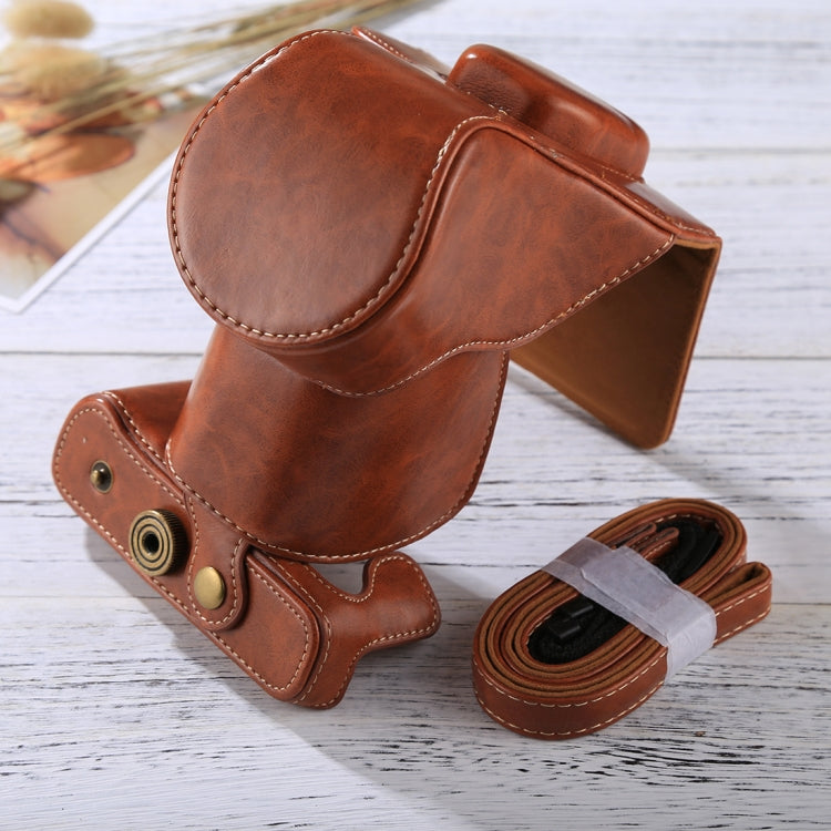 Frendorf | Volledige body camera PU leren tas met strap voor FUJIFILM XT10 / XT20 (16-50mm / 18-55mm lens) (Bruin)