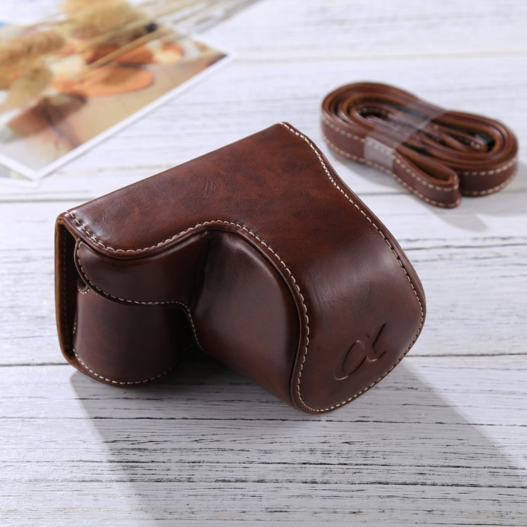 Frendorf | Volledige Body Camera PU Leren Hoes Tas met Band voor Sony A5100 / A5000 / NEX-3N (16-50mm / 40.5mm Lens)(Koffie)