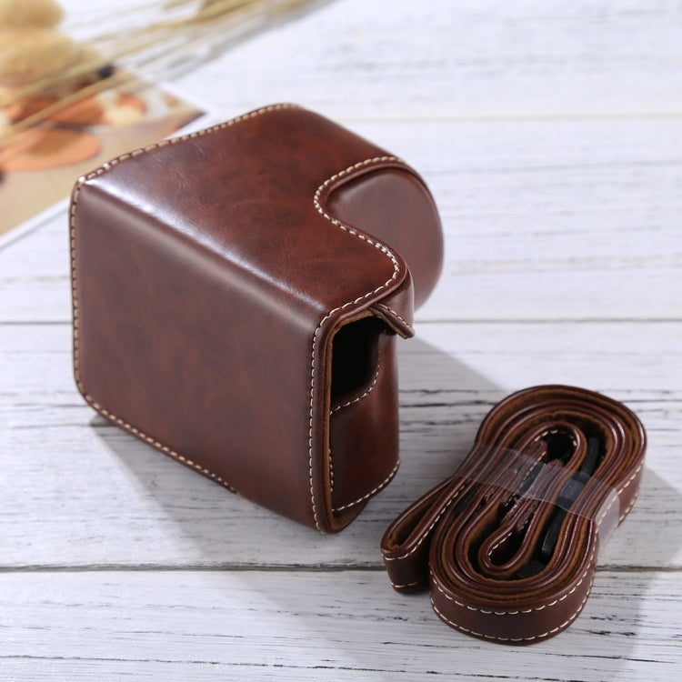 Frendorf | Volledige Body Camera PU Leren Hoes Tas met Band voor Sony A5100 / A5000 / NEX-3N (16-50mm / 40.5mm Lens)(Koffie)