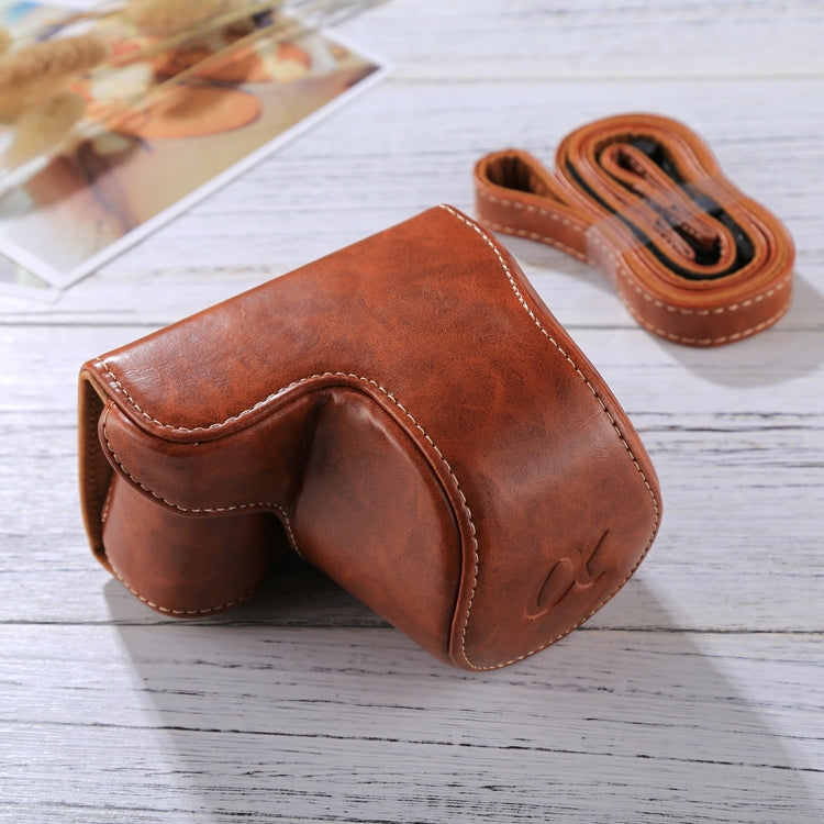 Frendorf | Volledige Body Camera PU Lederen Hoes Tas met Strap voor Sony A5100 / A5000 / NEX-3N (16-50mm / 40.5mm Lens)(Bruin)