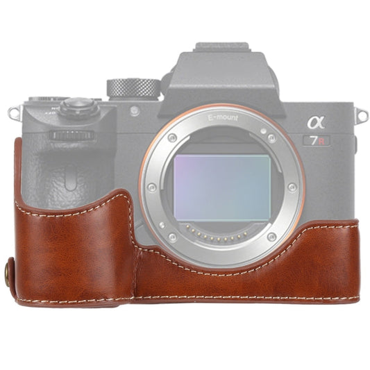 Frendorf | 1/4 inch Draad PU Leer Camera Half Case Basis voor Sony ILCE-A9 / A9 / A7RIII (Bruin)