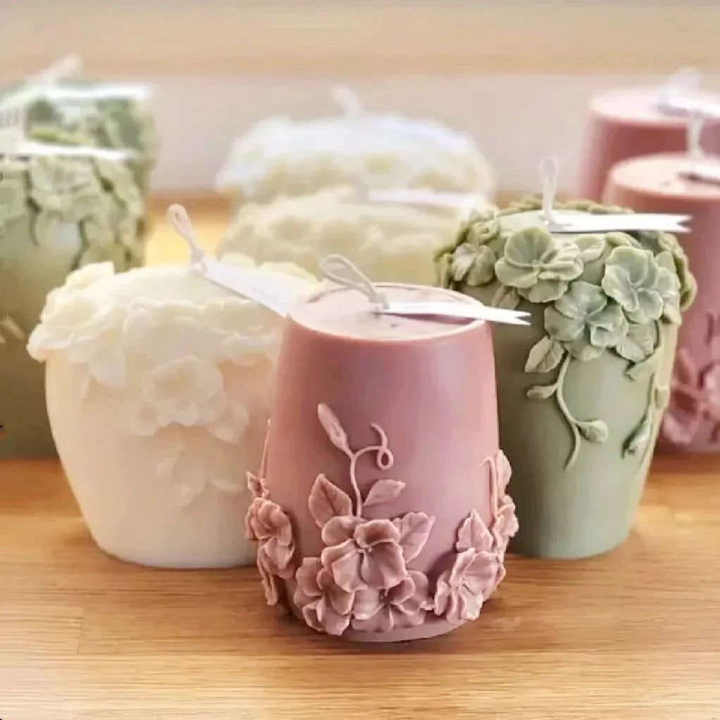 DIY Neue Nordische Rattan Blumen Silikon Kerzenform Gipsform Schnitzkunst Aromatherapie Gips Wohnkultur Form Hochzeitsgeschenk