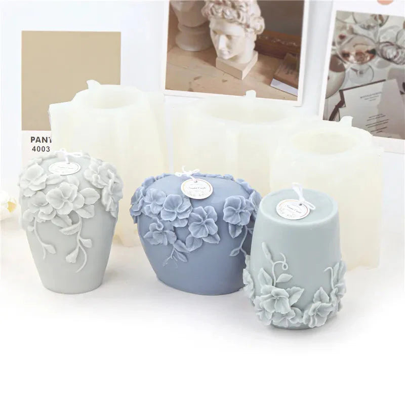 DIY Neue Nordische Rattan Blumen Silikon Kerzenform Gipsform Schnitzkunst Aromatherapie Gips Wohnkultur Form Hochzeitsgeschenk