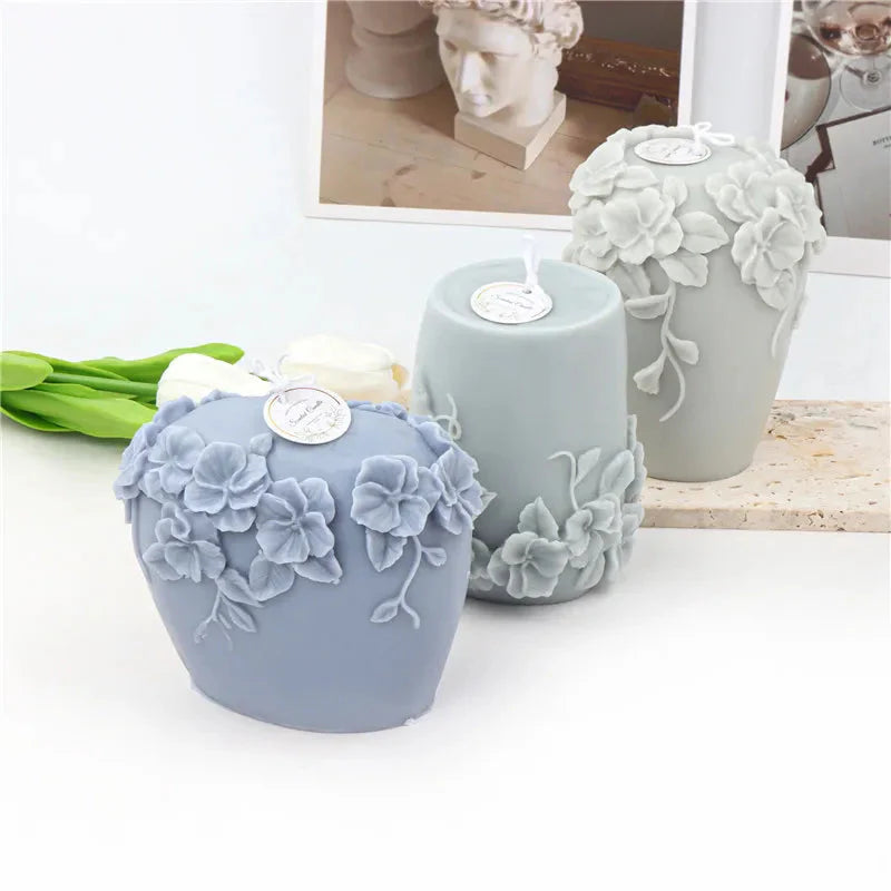 DIY Neue Nordische Rattan Blumen Silikon Kerzenform Gipsform Schnitzkunst Aromatherapie Gips Wohnkultur Form Hochzeitsgeschenk