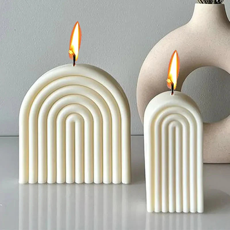 DIY Regenbogen Kerzenherstellung Silikonform Handgemachte Geometrie Duftkerze Wachsform Seife Gips Harz Kuchenformen Bastelbedarf