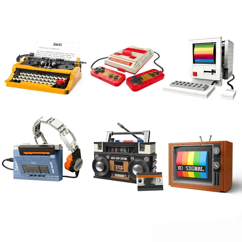DIY Retro Elektrogeräte Möbel TV Computer Kassette Walkman Spielkonsolen Radio Bauklötze Modellziegel Sets Spielzeug