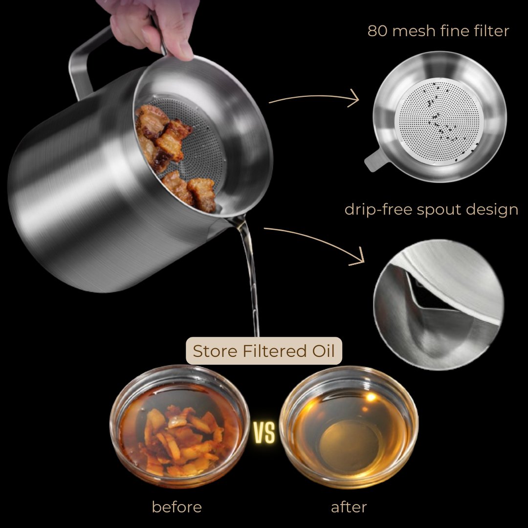 Frendorf | 2-in-1-Edelstahl 304 Multifunktions-Ölsieb Topf