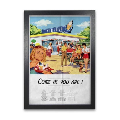 Come As You Are Nirvana Retro Musik Poster Gerahmte Wandkunst Druck