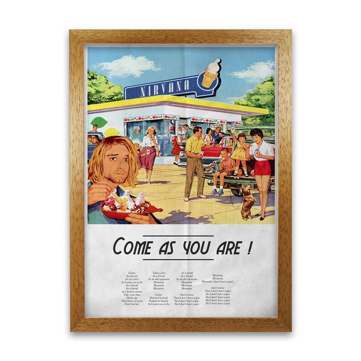 Come As You Are Nirvana Retro Musik Poster Gerahmte Wandkunst Druck