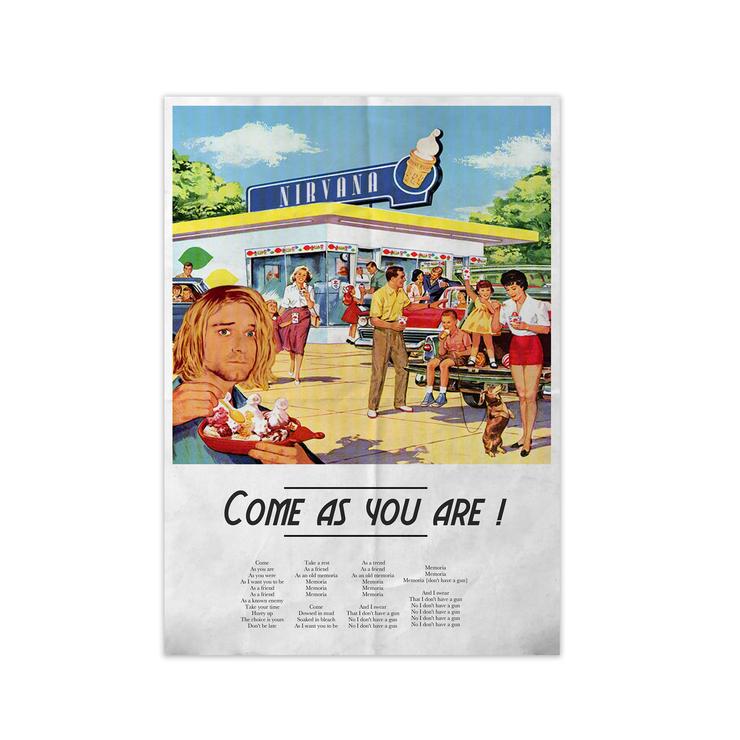 Come As You Are Nirvana Retro Musik Poster Gerahmte Wandkunst Druck