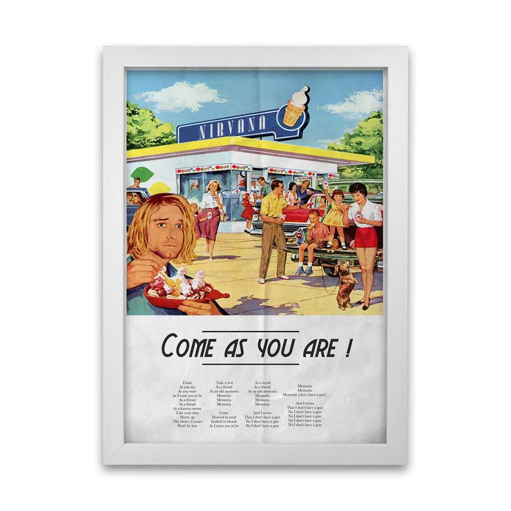 Come As You Are Nirvana Retro Musik Poster Gerahmte Wandkunst Druck