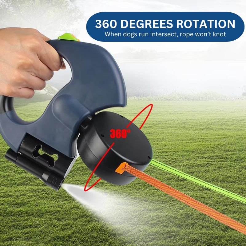 Frendorf | 10FT Dual Retractable Hundeleine mit eingebauter Taschenlampe & Abfallbeutelhalter