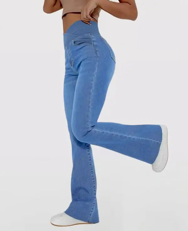 Frendorf | Damen High Waist ausgestellte Stretch Denim Jeans