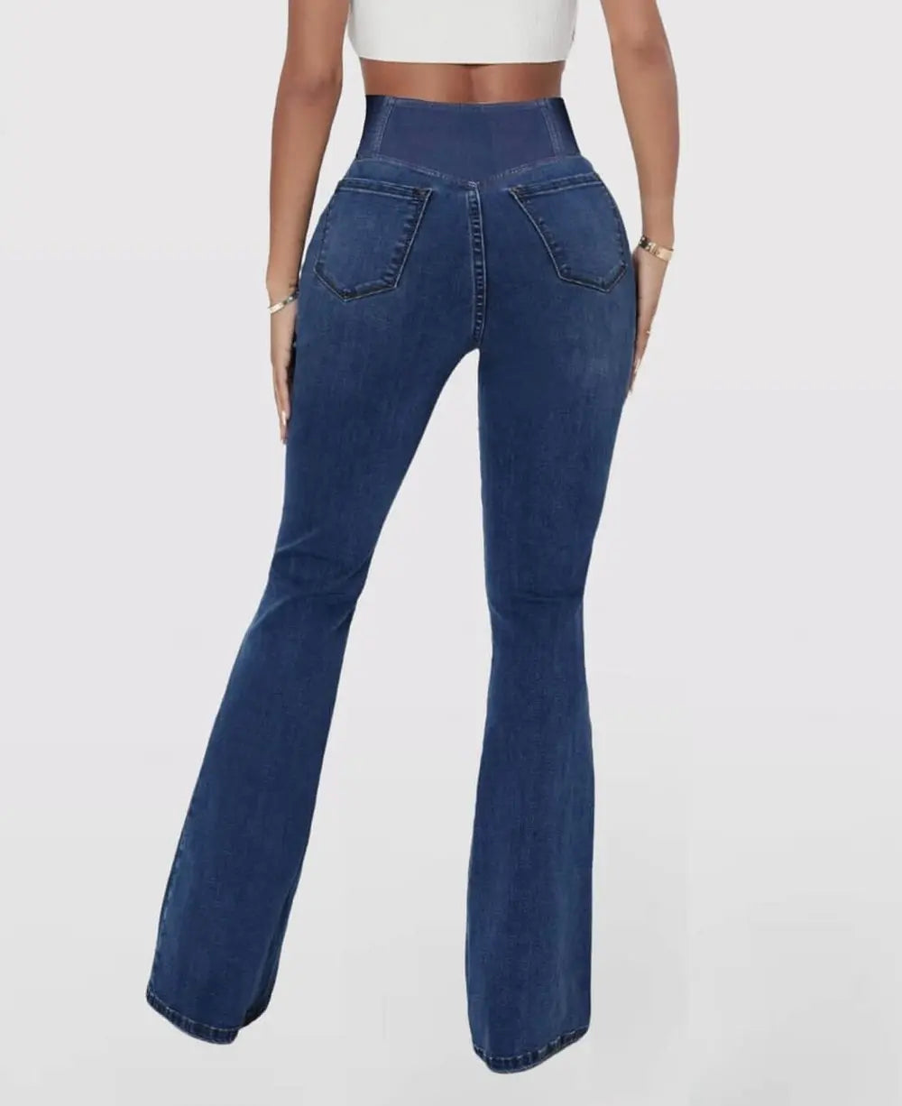 Frendorf | Damen High Waist ausgestellte Stretch Denim Jeans