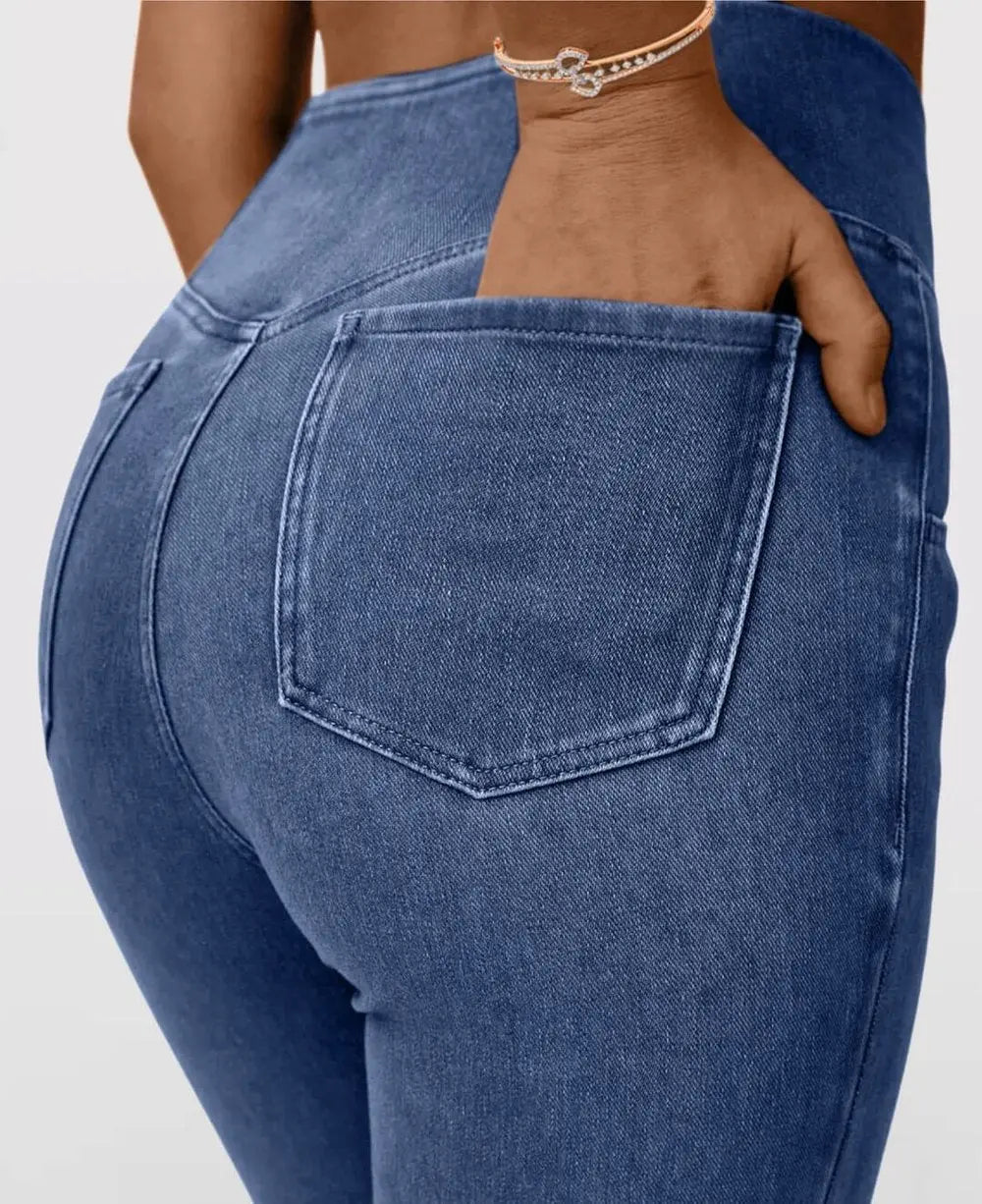 Frendorf | Damen High Waist ausgestellte Stretch Denim Jeans