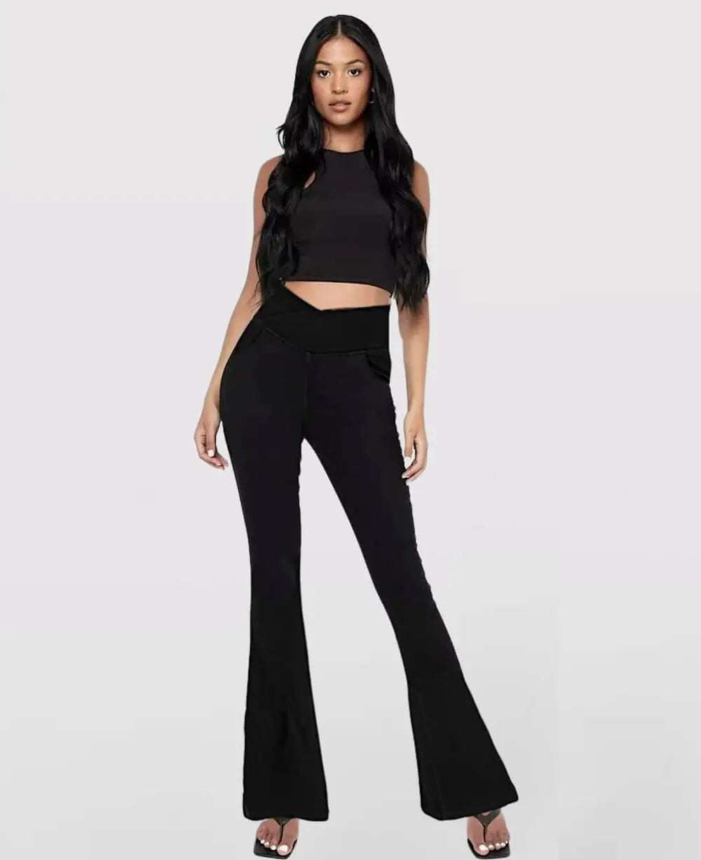 Frendorf | Damen High Waist ausgestellte Stretch Denim Jeans