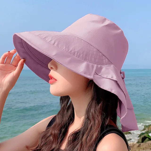 Frendorf | SUNNY | Damen Sonnenhut für die Sonne | Breite Krempe UV Nackenschutz | Solar Strandhut Frau