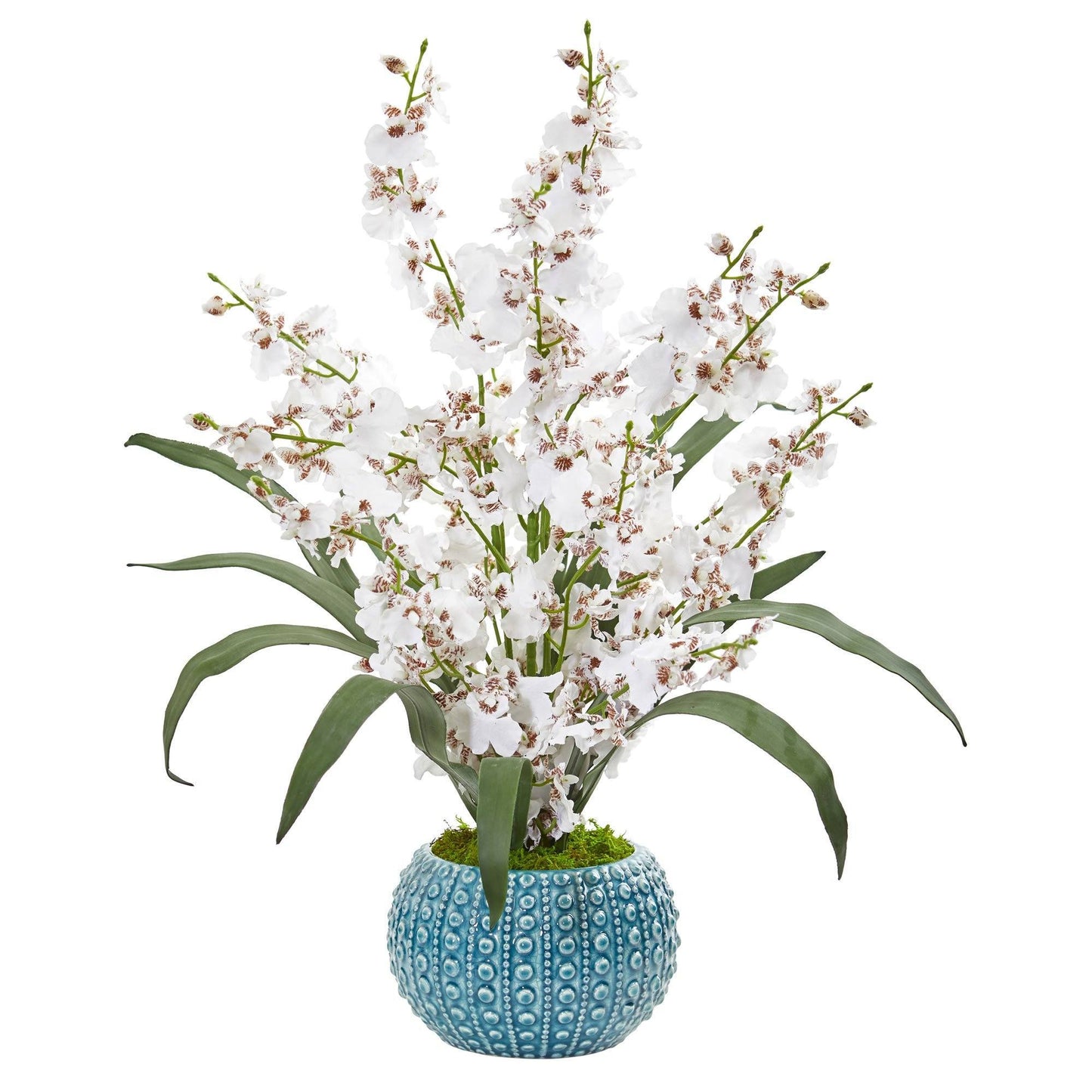 Tanzende Dame Orchidee Künstliche Anordnung in Blauer Vase