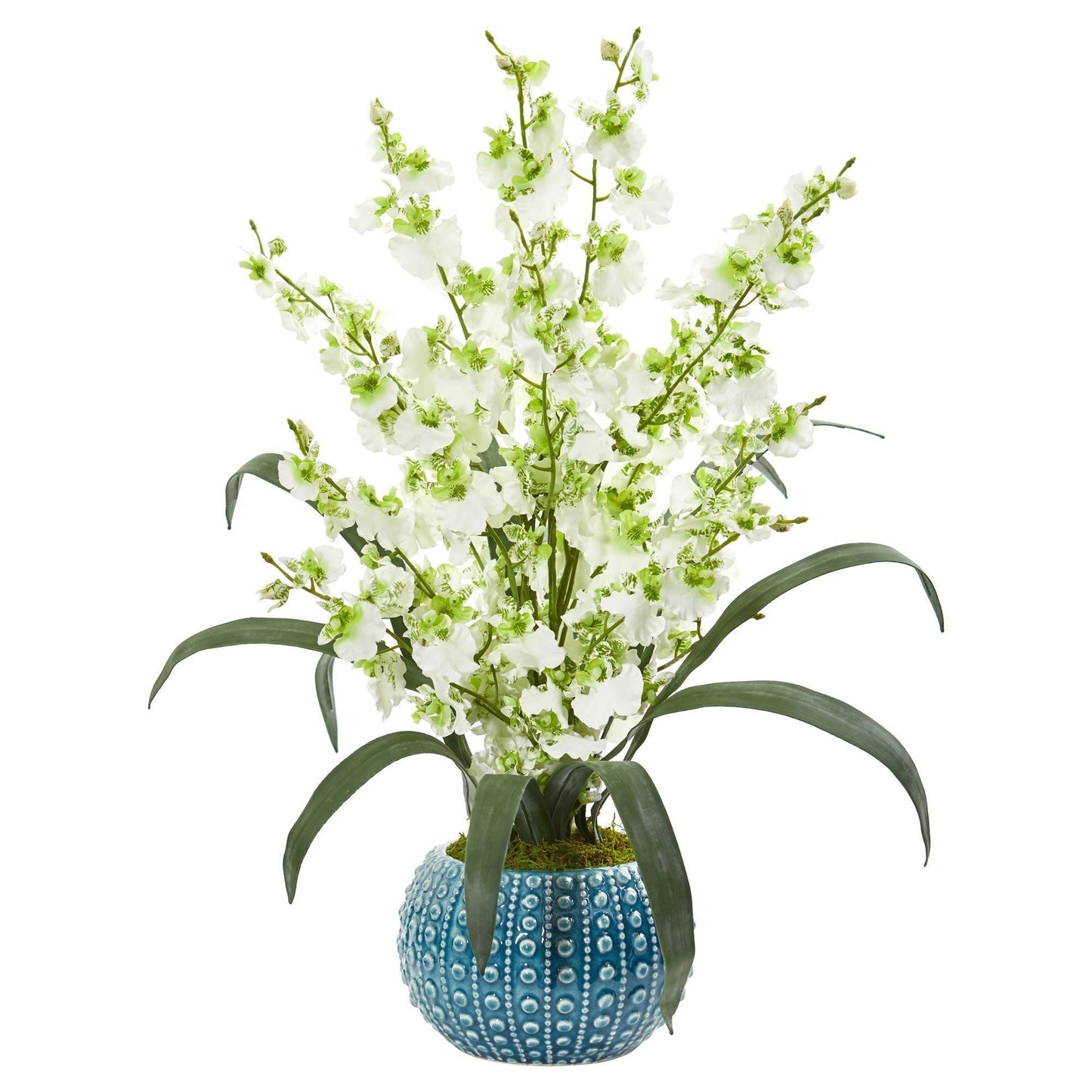 Tanzende Dame Orchidee Künstliche Anordnung in Blauer Vase