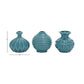 DecMode 15,2 cm B, 15,2 cm H Blaue Keramikvase mit variierenden Mustern, Set von 3