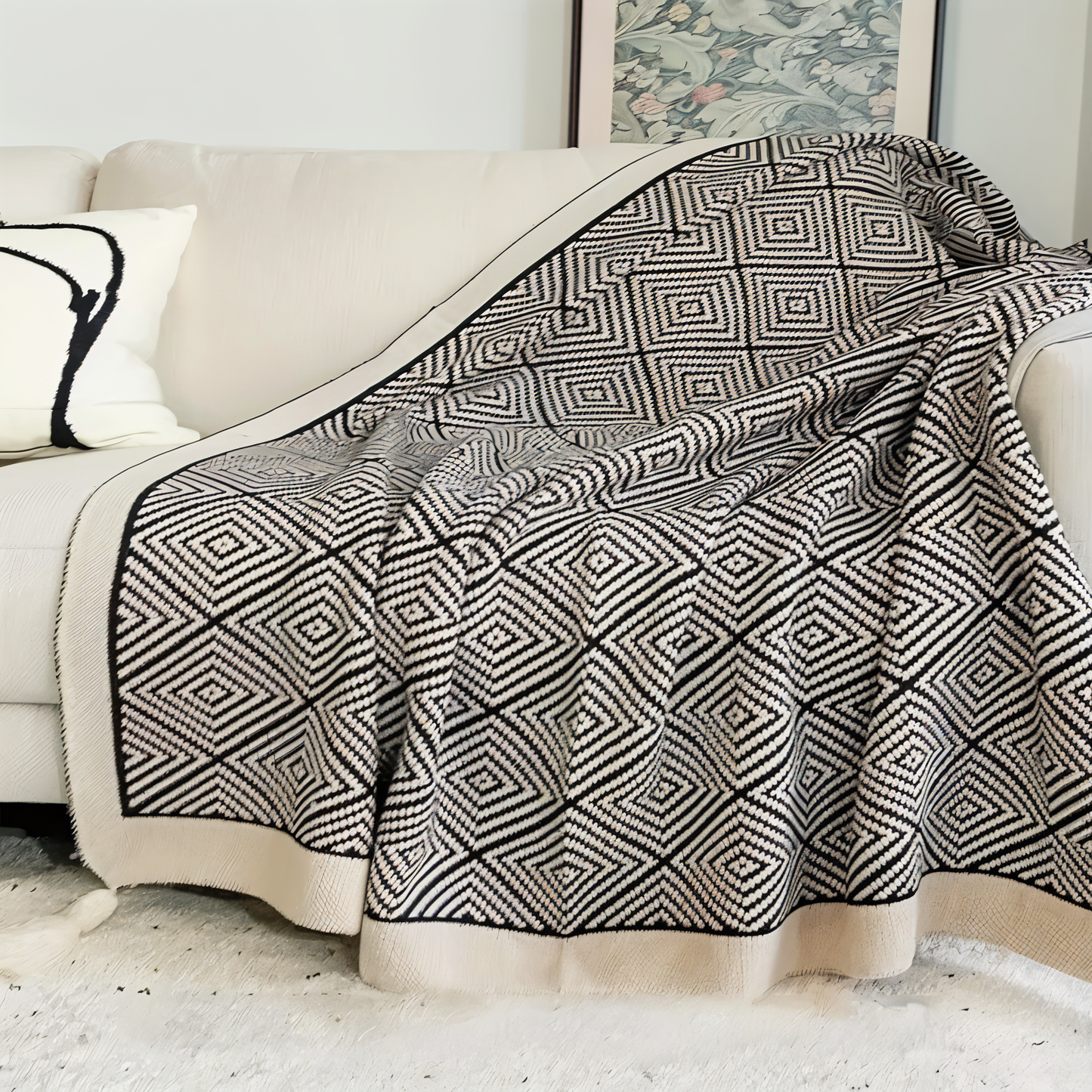 DecoDiamond Plaid Decke – Kuschelige Eleganz mit geometrischem Charme