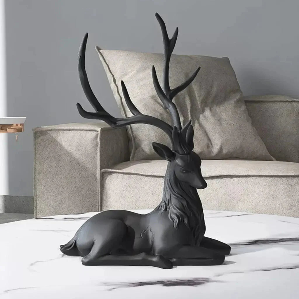 Rehdekorationen Schwarze Rentierornamente für Regal Wohnzimmer Handwerksmöbel Elch Rentierornamente Skulpturen Wohnkultur