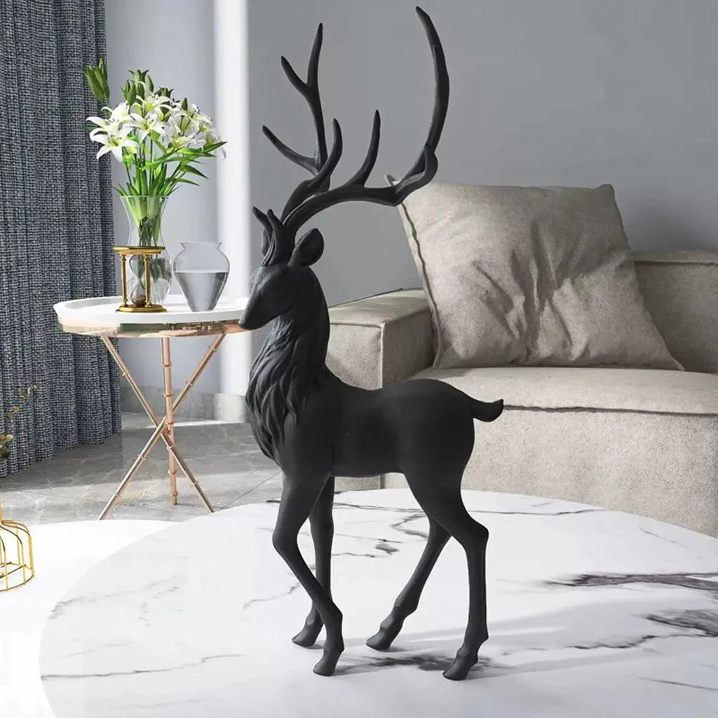 Rehdekorationen Schwarze Rentierornamente für Regal Wohnzimmer Handwerksmöbel Elch Rentierornamente Skulpturen Wohnkultur