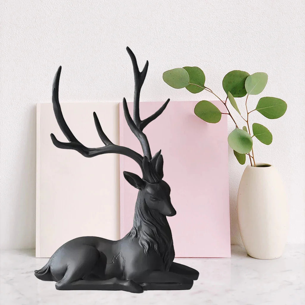 Rehdekorationen Schwarze Rentierornamente für Regal Wohnzimmer Handwerksmöbel Elch Rentierornamente Skulpturen Wohnkultur