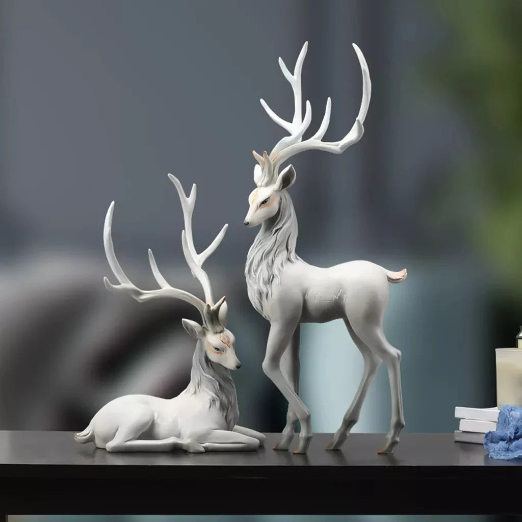 Rehdekorationen Schwarze Rentierornamente für Regal Wohnzimmer Handwerksmöbel Elch Rentierornamente Skulpturen Wohnkultur