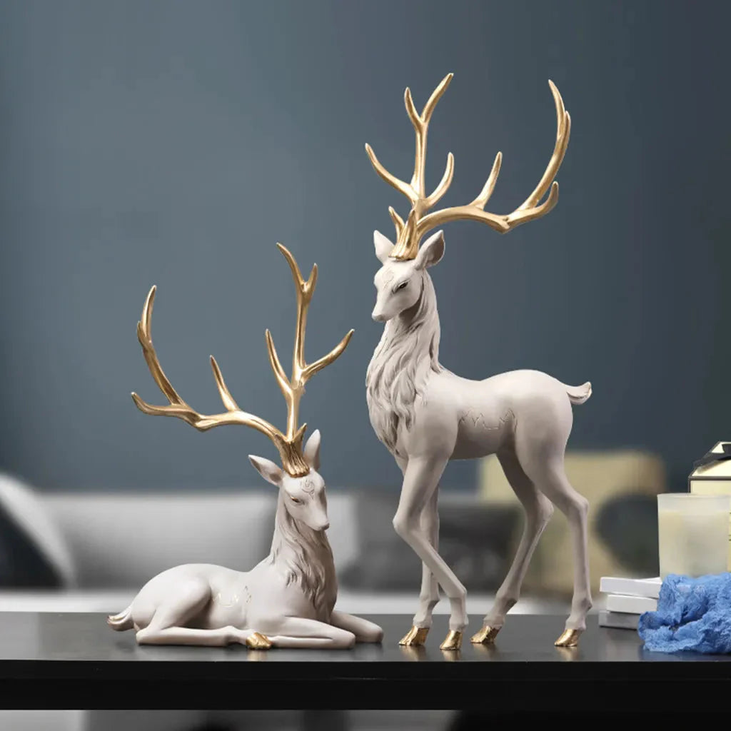 Rehdekorationen Schwarze Rentierornamente für Regal Wohnzimmer Handwerksmöbel Elch Rentierornamente Skulpturen Wohnkultur