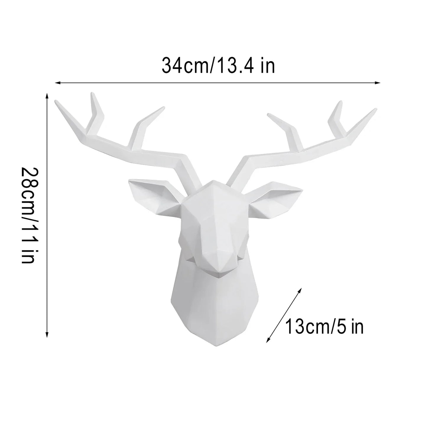 Hirschkopf Skulptur Tier Statue Figuren Wandbehang Kreatives Elch Kunst Geweih Statuette für Bürodeko Wandmontage