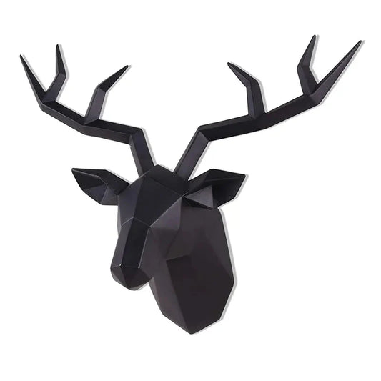 Hirschkopf Skulptur Tier Statue Figuren Wandbehang Kreatives Elch Kunst Geweih Statuette für Bürodeko Wandmontage